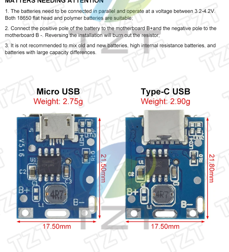 TZT 5V Boost Converter Step-Up Power Modul Lithium-Batterie Lade Schutz Bord Led-anzeige USB Für DIY Ladegerät 134N3P – Detail 2