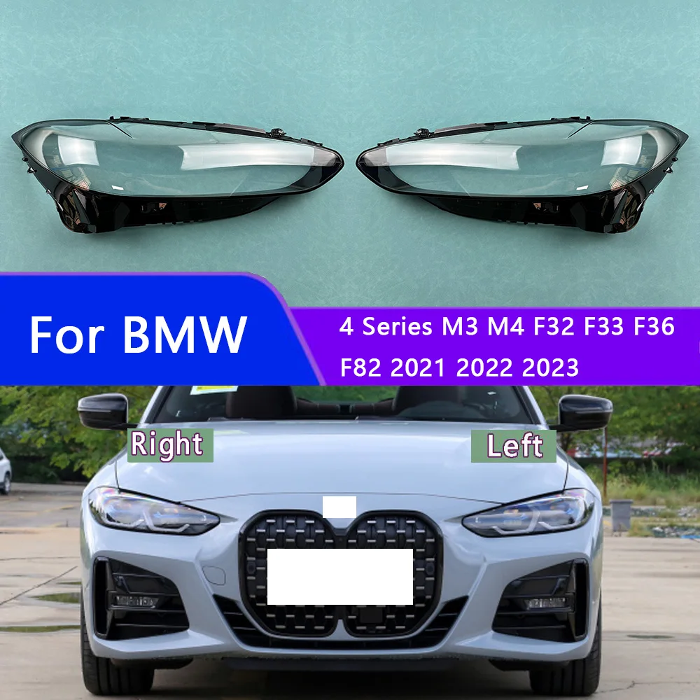 

For BMW 4 Series M3 M4 F32 F33 F36 F82 2021 2022 2023 Headlight Shell Transparent Lampshade Headlamp Cover Lens Plexiglass