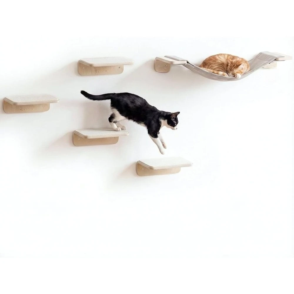 

5-Piece Cat Wall Furniture Set with Bed and 4 Steps for Indoor/Outdoor Use