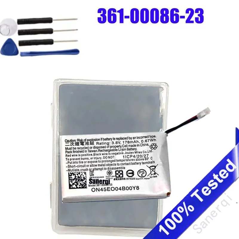 

Новый полный сменный аккумулятор емкостью 178 мАч 361-00086-23 для Garmin Vivoactive 4 для умных часов Garmin Approach G10 + бесплатные инструменты