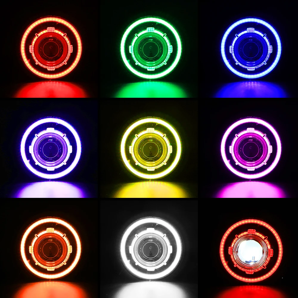 Round  7 Inch Moving 7inch Led 7'' Headlamp Rgb Halo Headlights Starry Projector Head Lights
