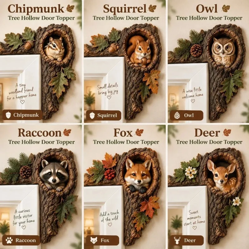 New Woodland Peekaboo Door Topper Forest Animal Porch Christmas Decoration Gift Home Animal Small Ornament