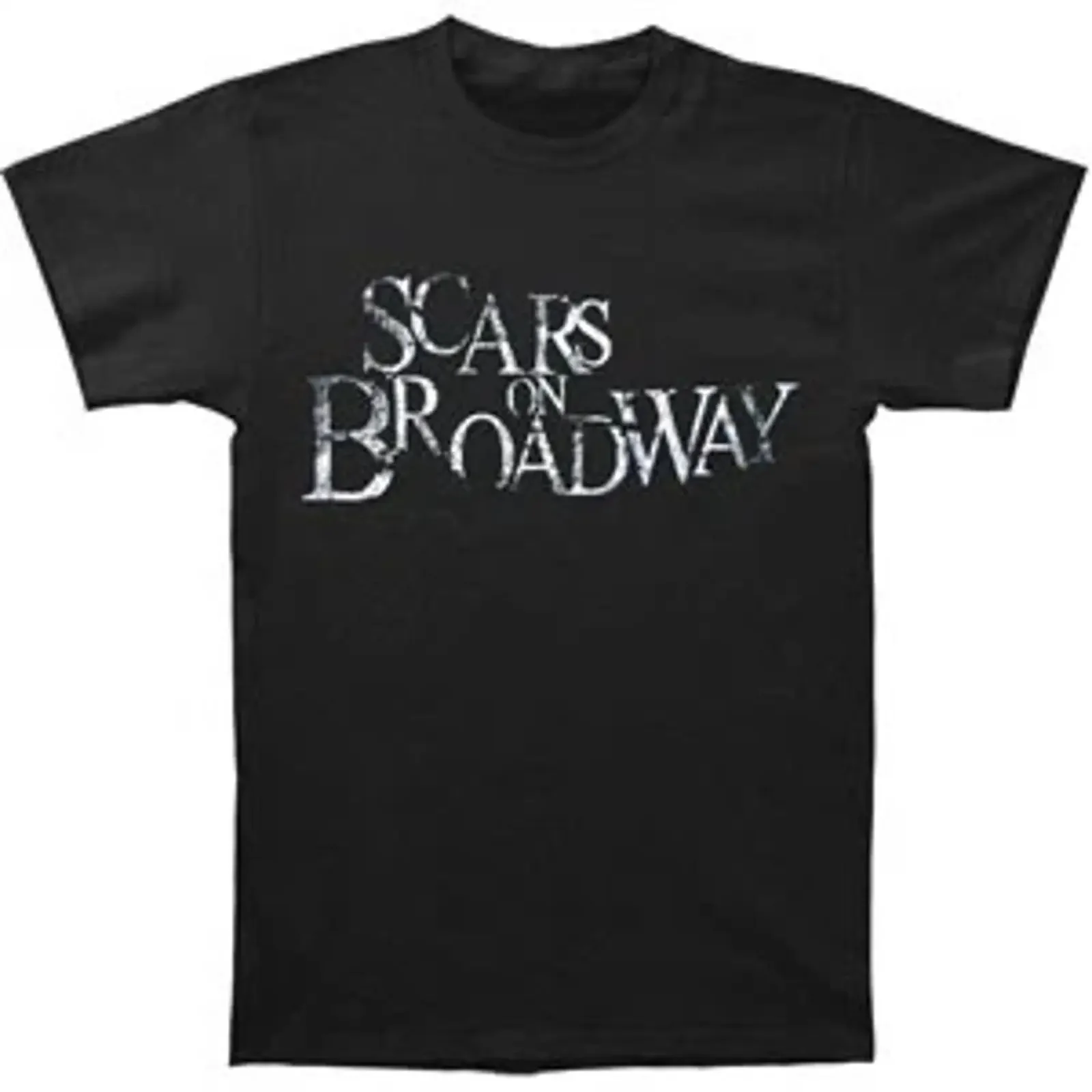 Scars On Broadway Men's Small Logo Black T Shirt vintage Washed Top For Everyday Wear Unisex Slightly Stretched Versatile