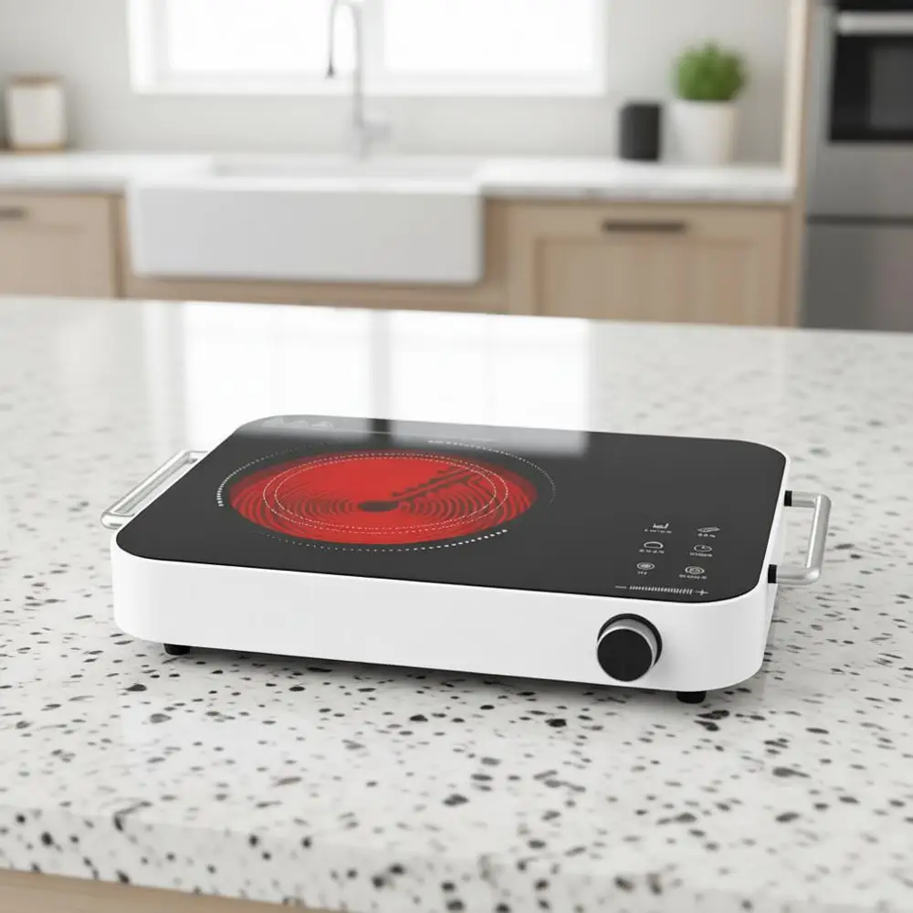 

Электрическая плита с одной конфоркой, 1800 Вт, 110 В, с поворотным переключателем, портативная, с двойным нагревательным элементом, таймер на 4 часа