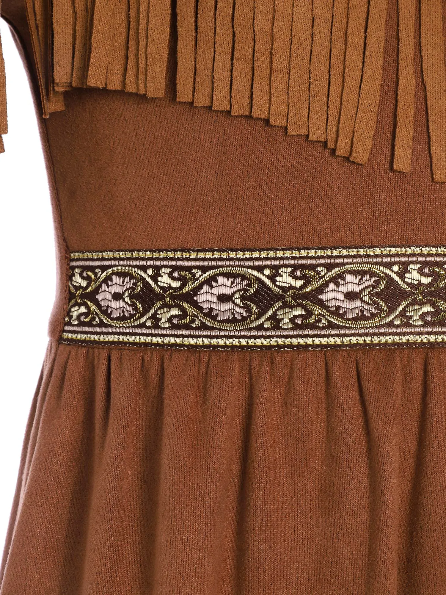 キッズガールズネイティブコスプレ衣装ハロウィンカーニバルテーマパーティーロールプレイドレス半袖フリンジ二重層タッセル裾