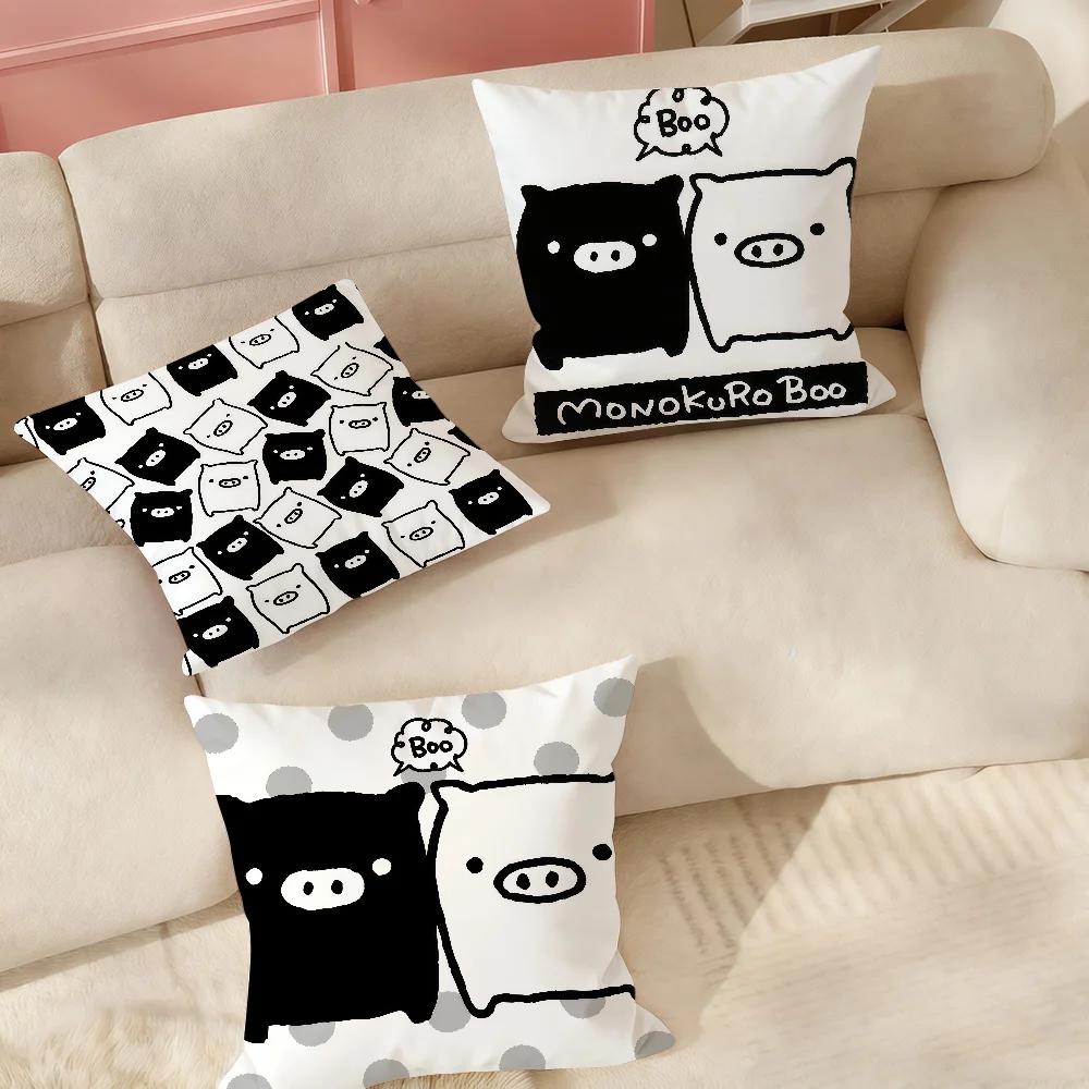 Cartoon Cute M-monokuro Boo Pillow Case Suitable For Bedrooms Living Rooms Cars Home Decoration
