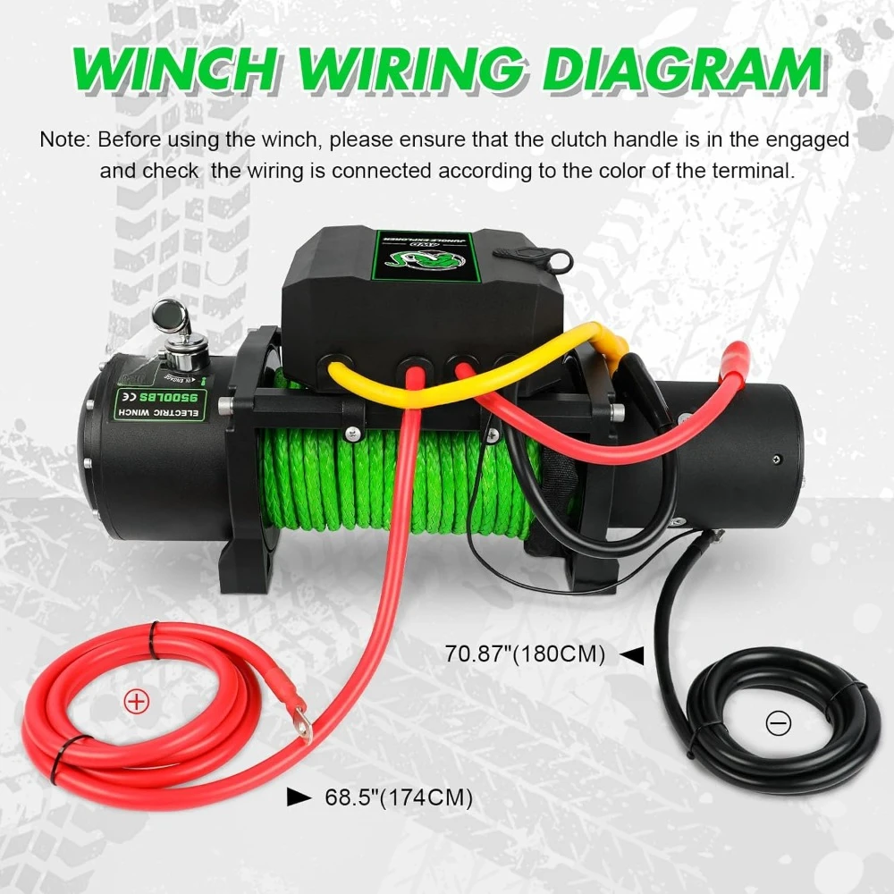 9500lb Electric 12V Waterproof Electric Synthetic Rope Winch with Wireless Handheld Remote