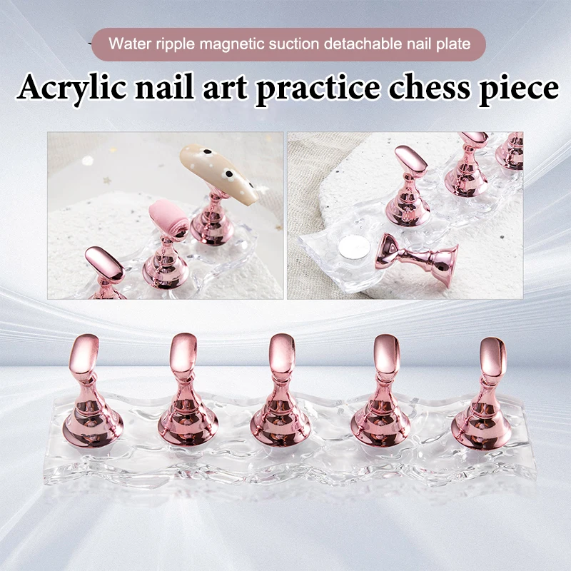 1 set supporto magnetico per unghie supporto per pratica punta per unghie finte supporto base in cristallo display per nail art per salone d'arte fai da te e pratica
