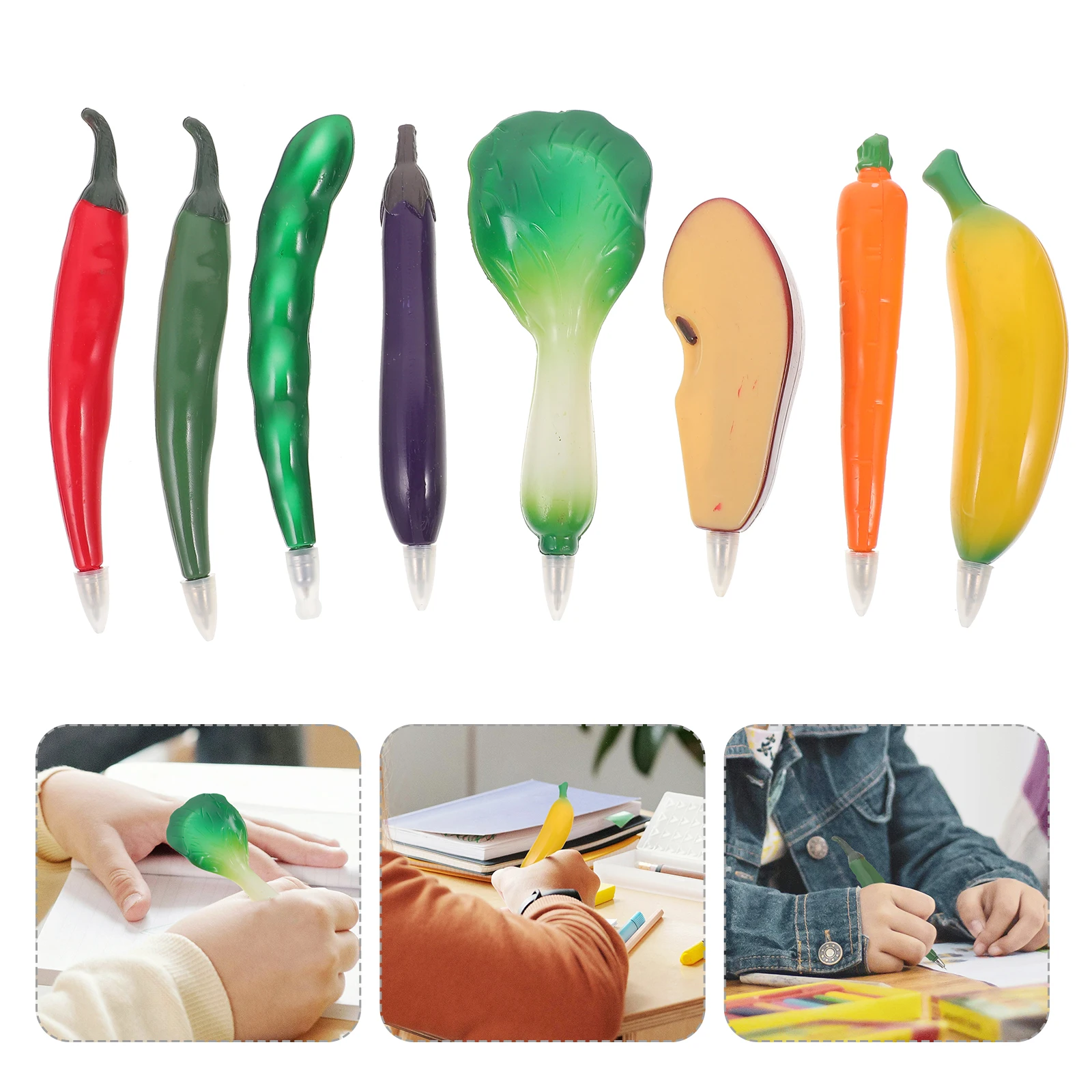 

8 Pcs Refrigerator Stationery Cute Food Ballpoint Pens Vegetable Childrens Plastic Decorative for Kids Student