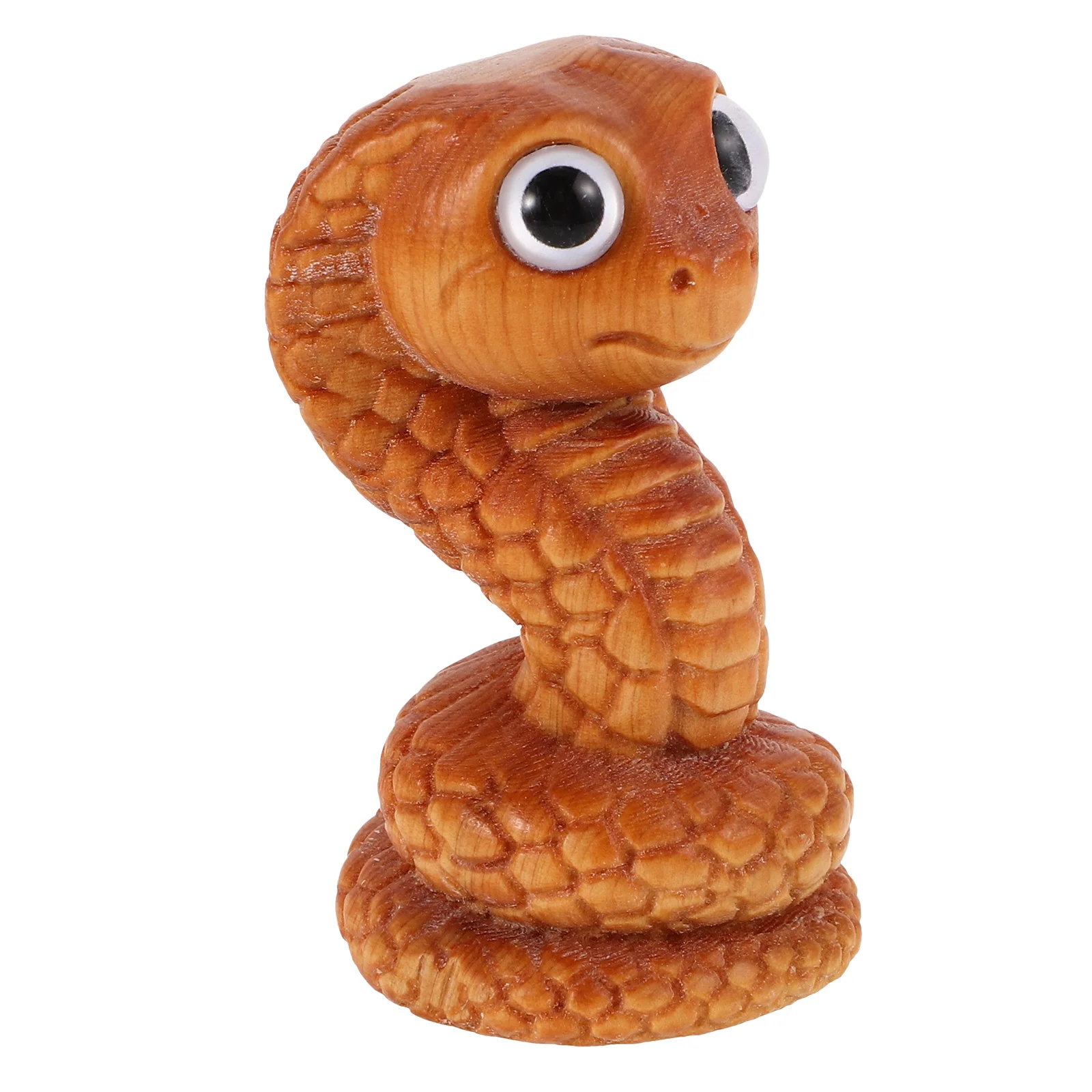 

Wooden Carving Mini Animal Ornament Cute Big-Eyed Snake Desk Decor Year Of The Snake Chinese Zodiac Decoration Wood Animal