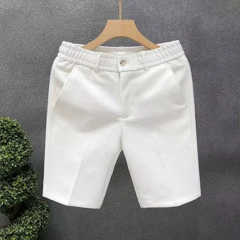

Легкие деловые повседневные белые костюмные шорты, мужские летние модные брюки, мужские тонкие брюки в корейском стиле с 5 точками