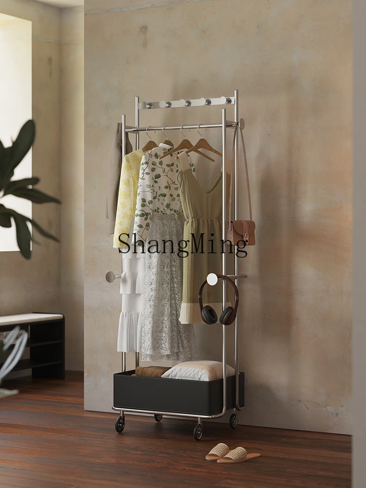 FG good-looking  household removable coat rack bedroom floor rack overnight clothes bedside and bedside storage stainless steel