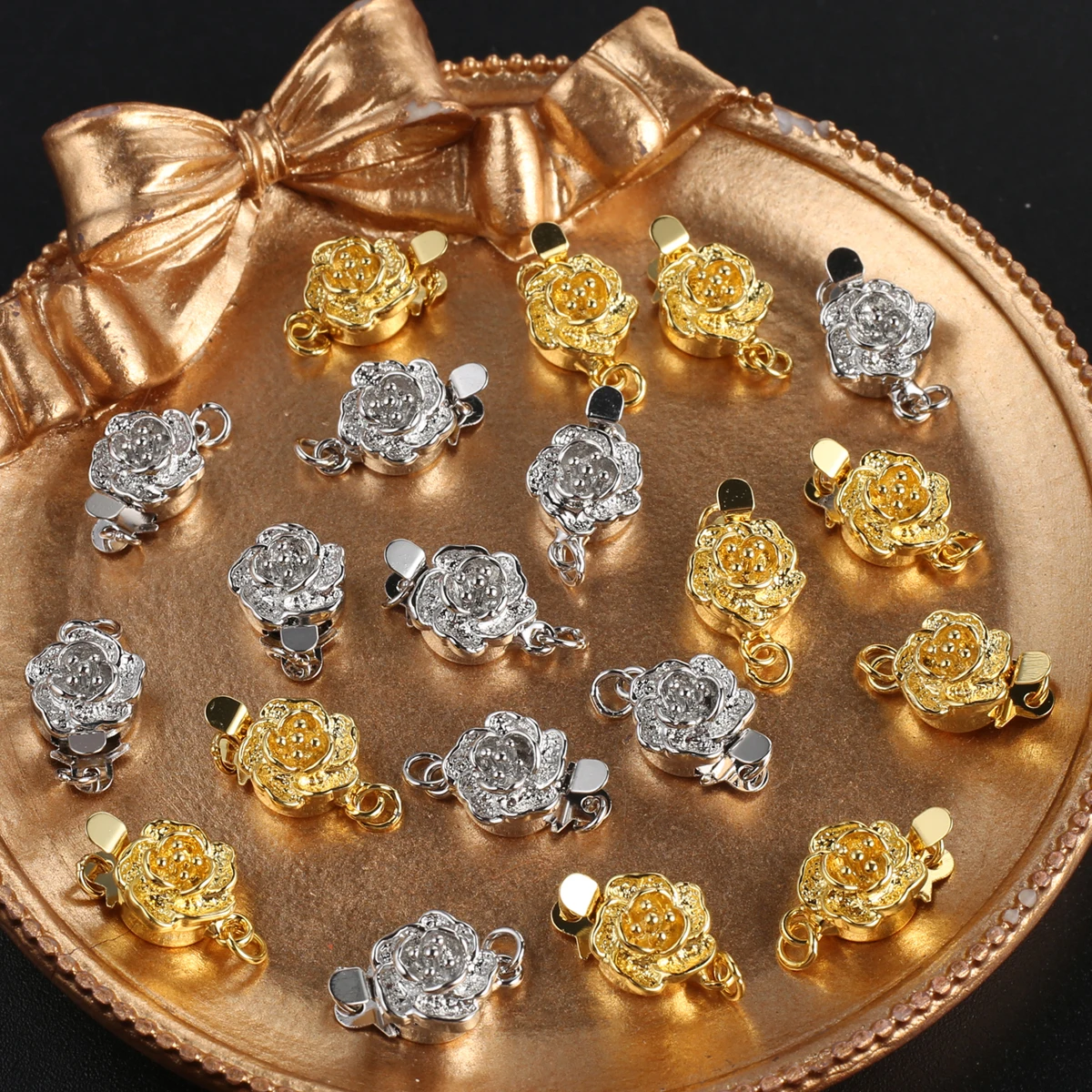 

2Pcs/5Pcs Plum-Blossom Shaped Clasps For Necklace Bracelet Brass Buckle Hooks Connector For DIY Jewelry Making Accessories