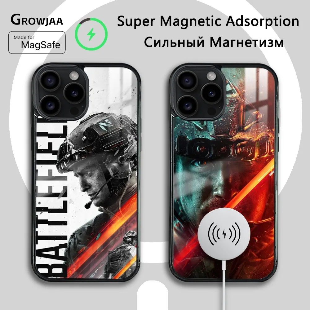 Shooting Games B-Battlefield Phone Case For iPhone 16 15 14 13 12 11 Pro Max Plus Mini Magsafe Mirror Wireless Magnetic Cover