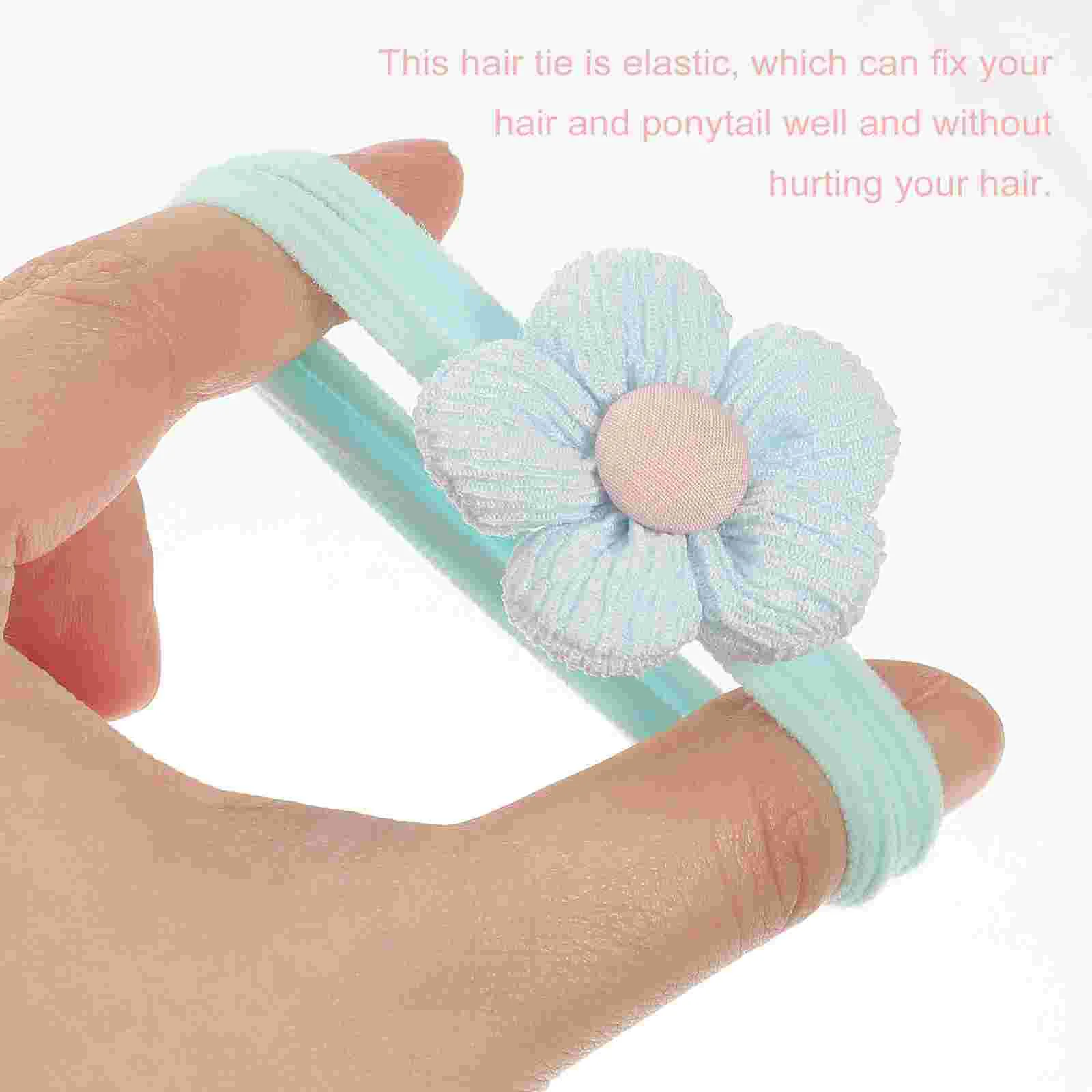 6 Pcs Elastic Flower Hair Tie Head Bands for Girls Baby Ponytail Holders Ties Toddler Accessories Bow Child