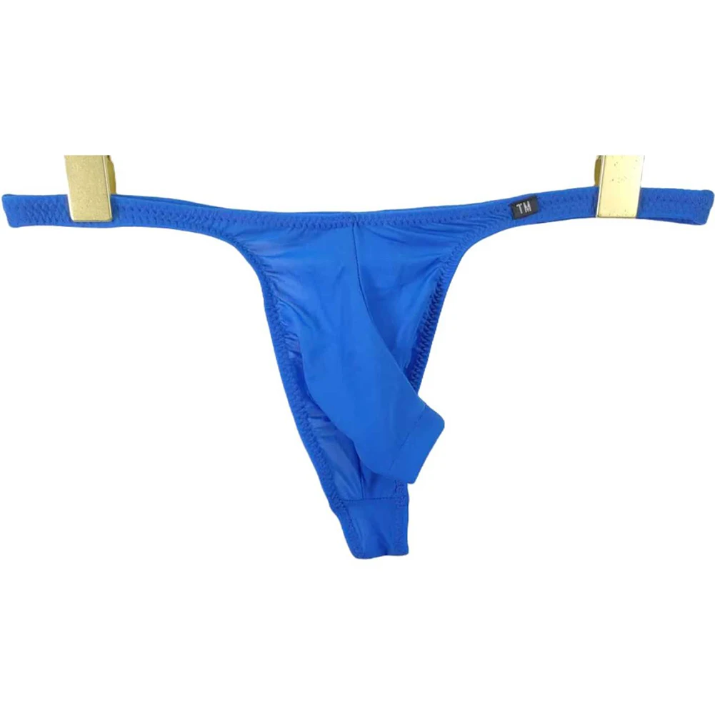 Men Sexy Low Waist Striped Briefs G-Strings Bulge Pouch Half Hip Coverage Underwear   T-Back Thong Breathable Lingerie ﻿