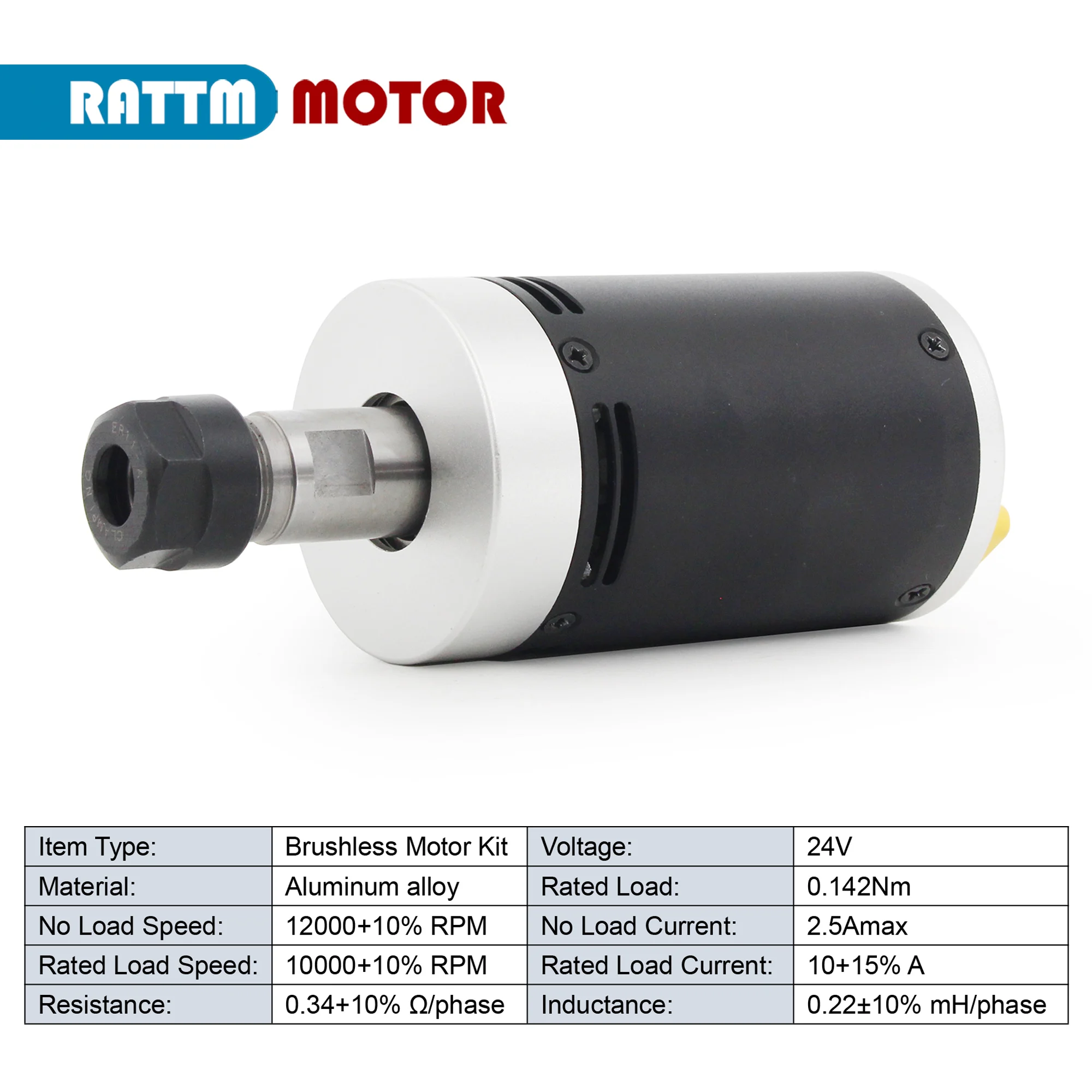 CNC Brushless Motor DC Spindle Kit 24V 12000rpm with Drive Board & Collet Holder Installed Perfect for 3018 Series