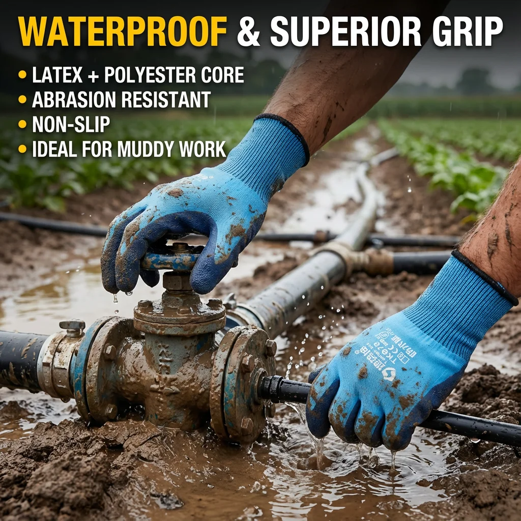 Waterproof Work Gloves for Men, Latex Anti-Slip Heavy Duty for Farming, Agriculture, Livestock and Ranch Working Safety Gloves