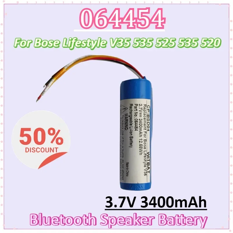 

064454 CP-BSD04 3.7V 3400mAh for Bose Lifestyle V35 535 525 535 520 & II T20 SoundLink Color Speaker Replacement Batteries