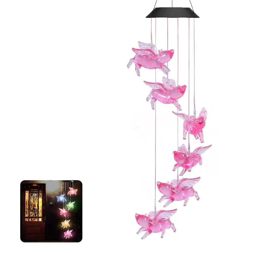 Imagem -06 - Flying Pig Led Wind Chime Lâmpada Impermeável Long Endurance Paisagem Decorativa Decoração Automática Casa Relvado Quarto