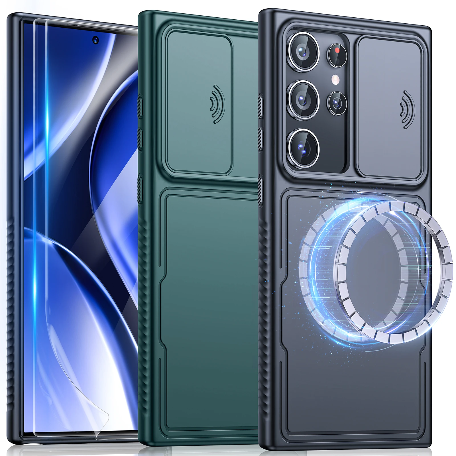 

Samsung Galaxy S24 Plus Ultra Protection Kit - Magnetic Case with Slide Camera Cover, 2 Screen Protectors, Shockproof & Cleaning