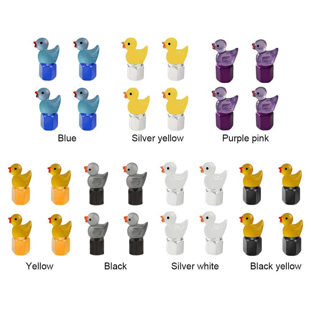 

4-пакет, светящиеся в темноте колпачки для клапанов с милой уткой, колпачки для клапанов шин, декоративные колпачки для клапанов шин для автомобилей, мотоциклов, велосипедов