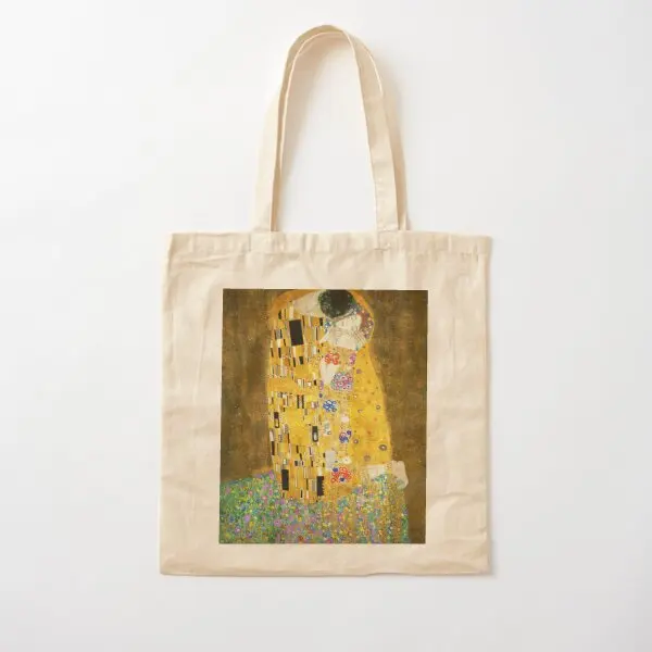 Gustav Klimt The Kiss Cotton  Canvas Bag Reusable Women Foldable Fashion Shoulder Bag Shopper Designer Grocery Printed Travel