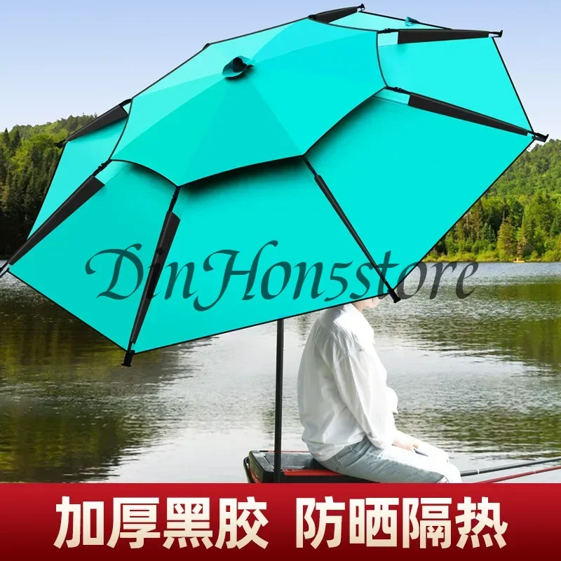 Foldable Thickened Fishing Umbrella with 3-Section Swivel Joint, Large Sun Rain Shelter, Storm-Proof Windproof Sturdy Durable
