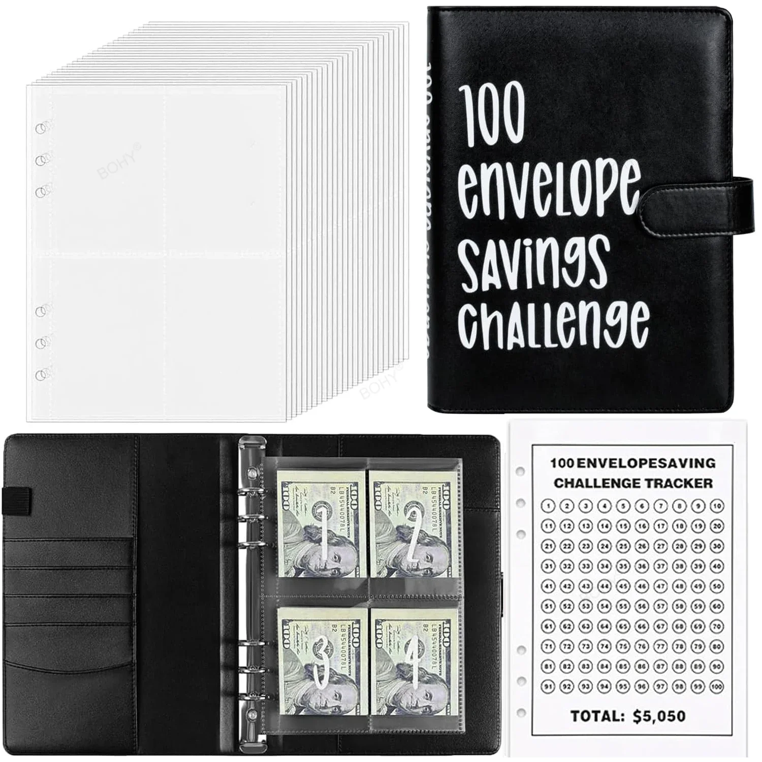 Money Saving Challenge Binder Savings Challenges Book with 100 Envelopes l Save $5050 in Fun & Motivating Way  A5 Envelope Kit