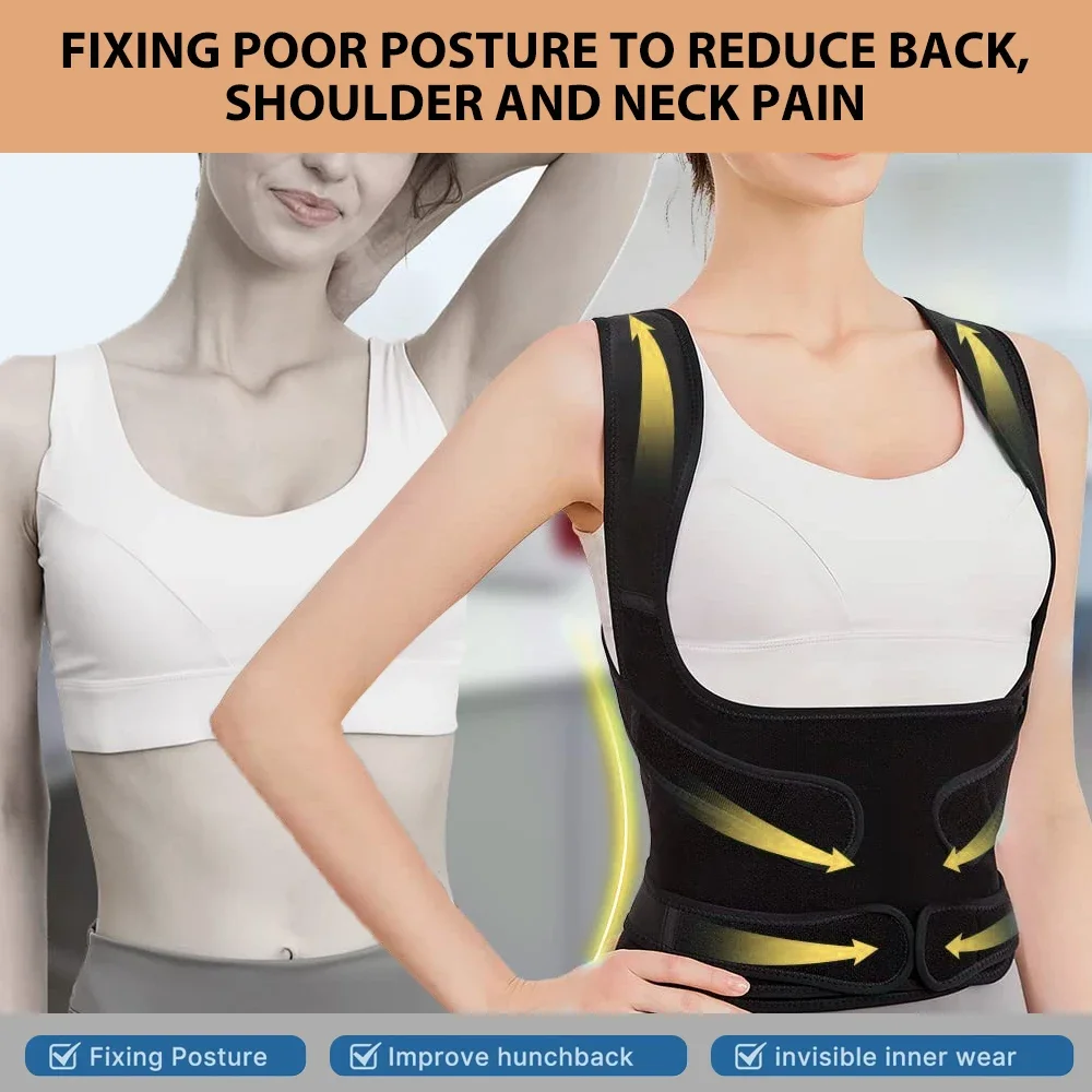 Posture Corrector for Women and Men - Adjustable Back Brace & Straightener for Scoliosis, Hunchback Spine Corrector Back Support