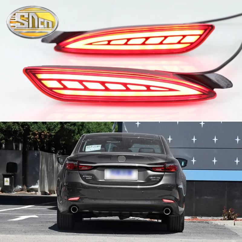 2PCS Rear Fog Lamp For Mazda 6 Atenza 2019 2020 Car LED Rear Running Light Bumper Brake Light Dynamic Turn Signal Reflector