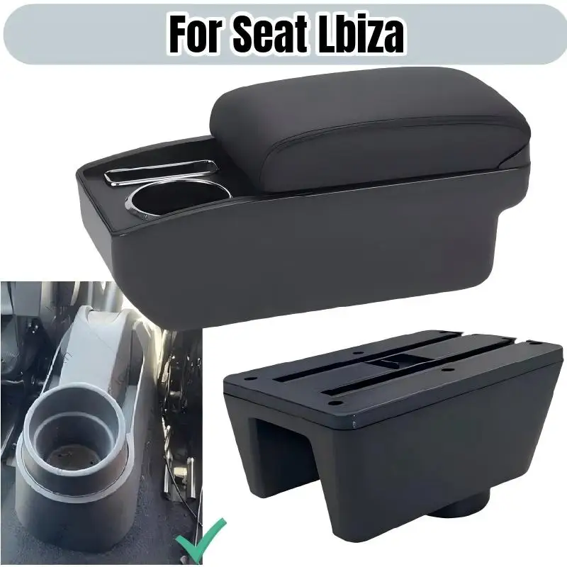 

Подлокотник для Seat Ibiza 6J IV 2008-2017, ящик для хранения центральной консоли автомобиля, раздвижной двухслойный ящик для хранения с подстаканником