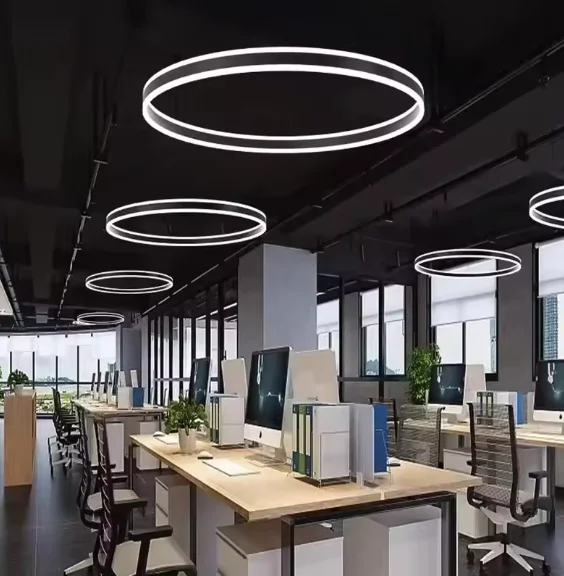 Shopping Mall Circle Hall Hollow Chandelier Commercial Work Office Industrial Style Chandelier Creative Project