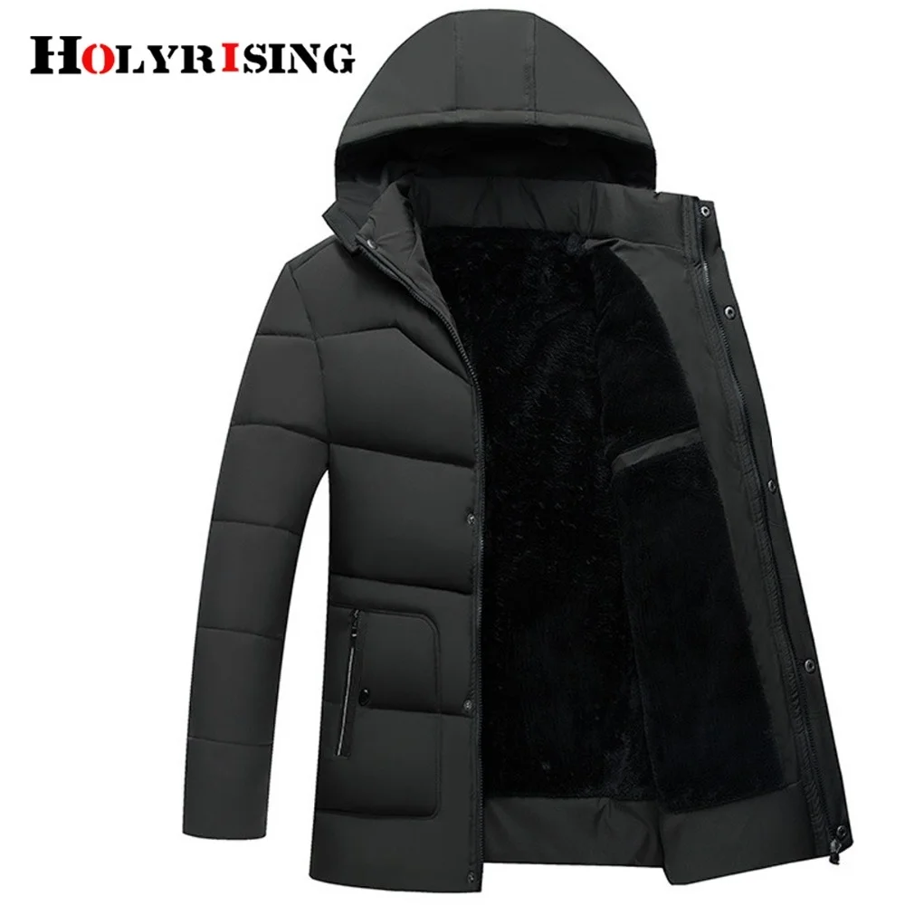 Holyrising Parkas Hombre Invierno Thicken Winter Cotton Coat Men Jackets Coats Pockets Zipper Overcoat Windproof Wear 18445-5