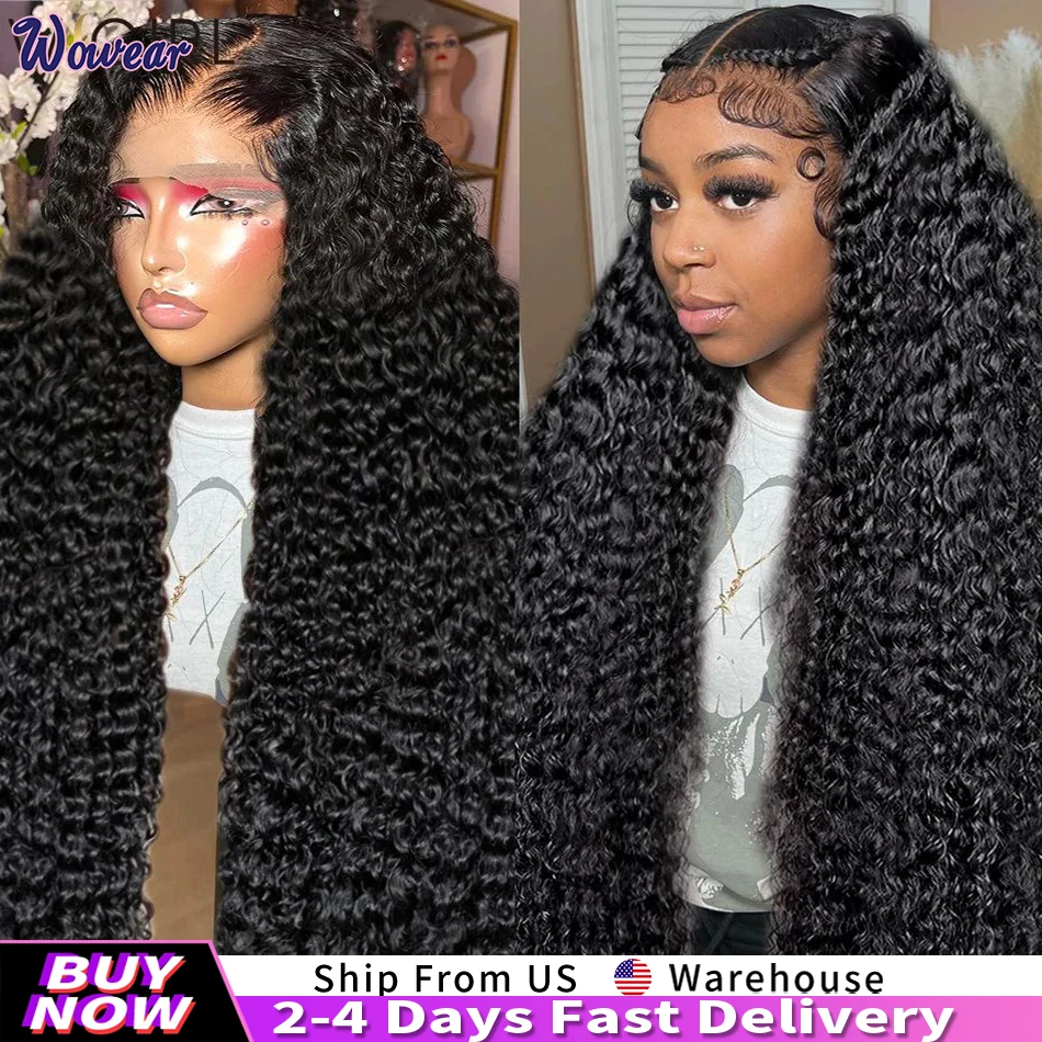 13x6 HD Lace Frontal Wig Human Hair Deep Wave Wig 100% Human Hair 200 Density Pre Plucked Transparent Lace Frontal Wig sale