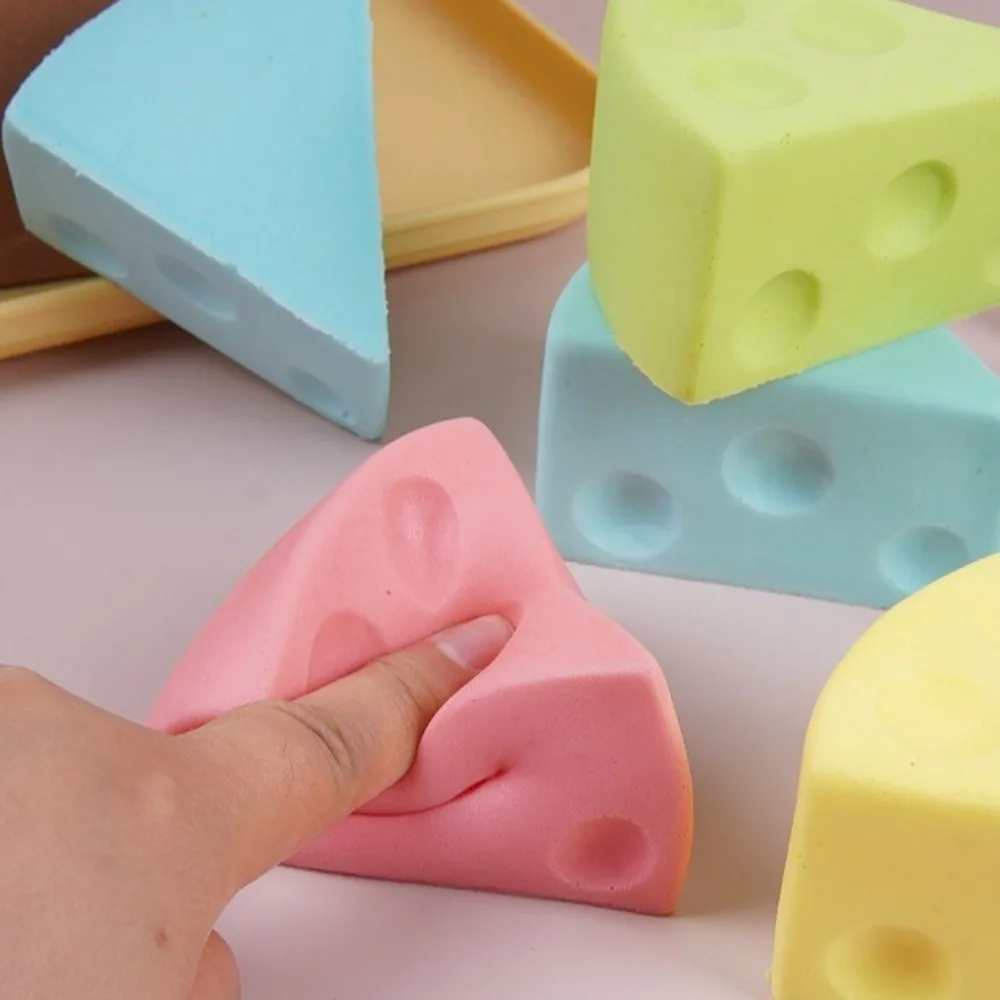 Triangle Cheese Squeezed Cube Realistic Anxiety Relief Slow Rebound Fidget Elastic Comfortable Cheese Pinch Children's Gifts
