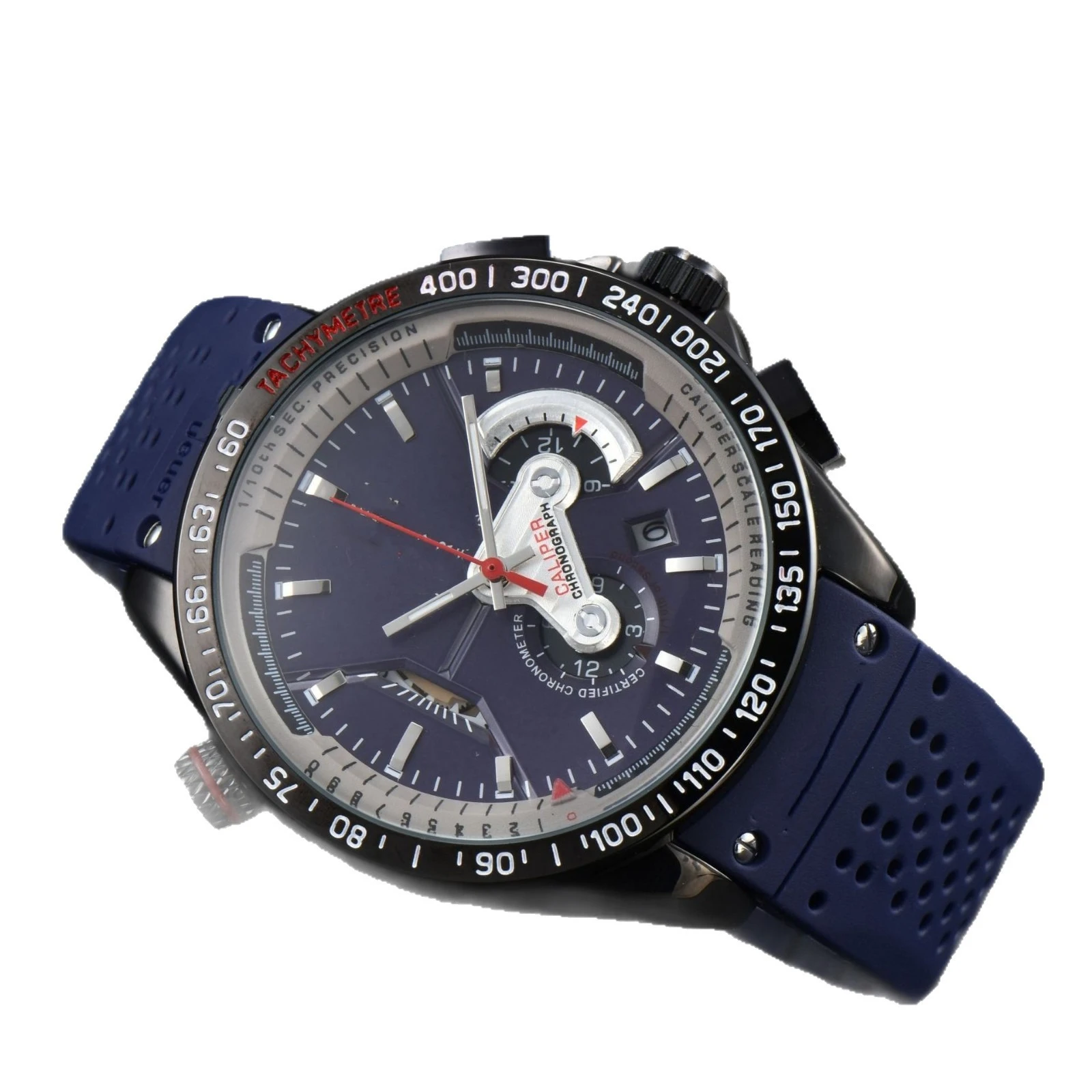 ساعة رجالي فاخرة متعددة الوظائف كرونوغراف حركة كوارتز سيليكون باند الهيب هوب العصرية ساعة يد رياضية عالية الجودة عادية #1
