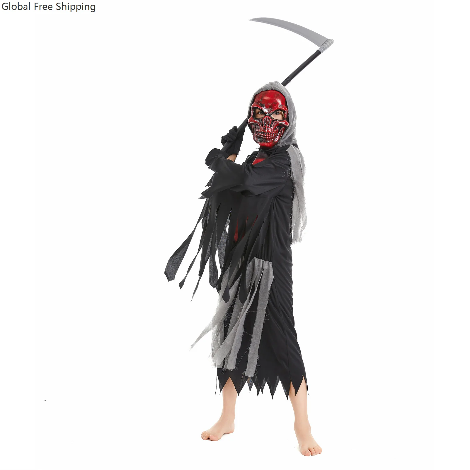 Halloween Party Children's Demon Vampire Costume Boy Carnival Horror Red Devil Skull Props Clothes Cosplay Performance Suits