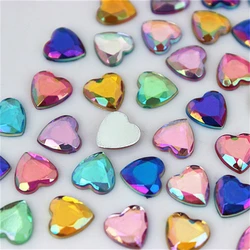 100pcs 8mm Heart Stones Flatback AB Crystals Acrylic AB Rhinestone Trim phone DIY Not Hotfix Jewelry Decoration ZZ460