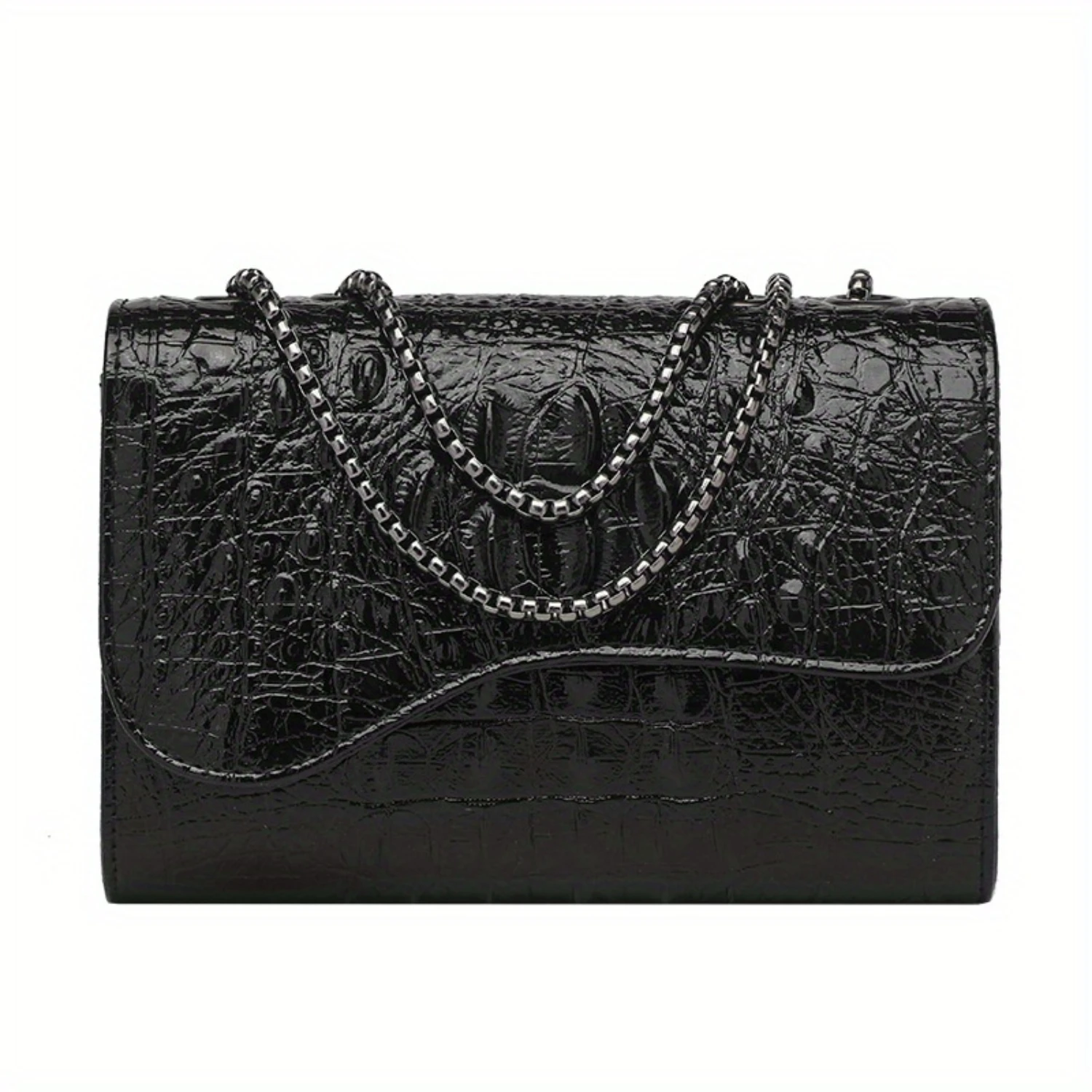 Borsa a tracolla da donna con motivo coccodrillo 2024 - Borsa a tracolla con catena in pelle PU moda