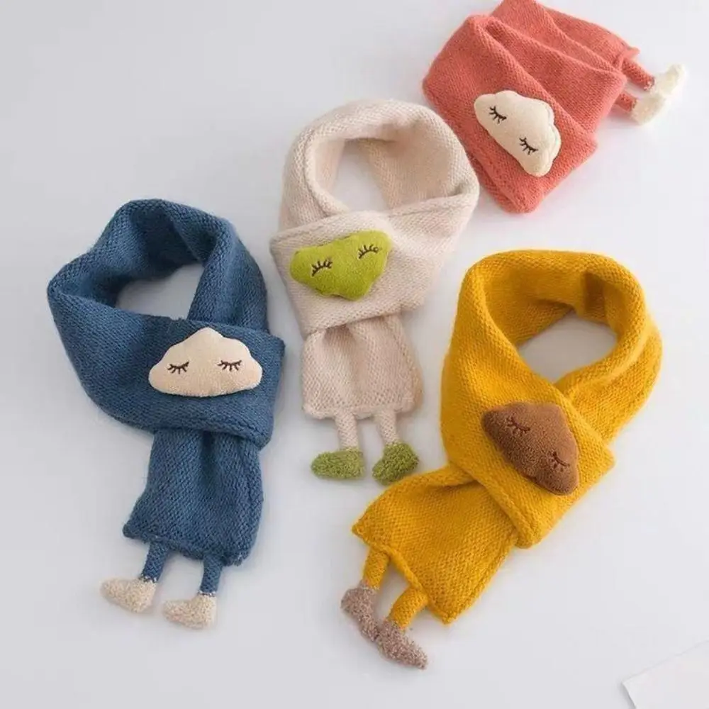 Korean Cute Cartoon Clouds Children\'s Scarf Winter Baby Neck Guards Scarves Boys Girls Knit Wool Thick Warm Collar Shawl