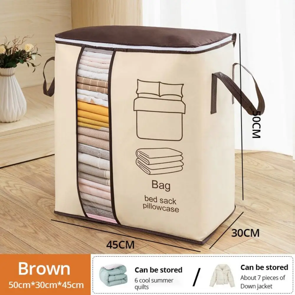 1Pc Futon Storage Bag Non-Woven Fabrics Transparent Visual Window for Quilt Storage Household Items Storage Bag