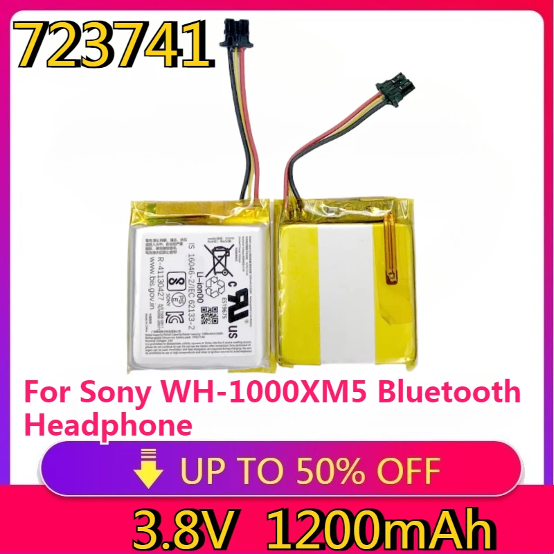 

New High Quality Replaceable Battery 723741 Battery 1200mAh for Sony WH-1000XM5 Bluetooth Headphone
