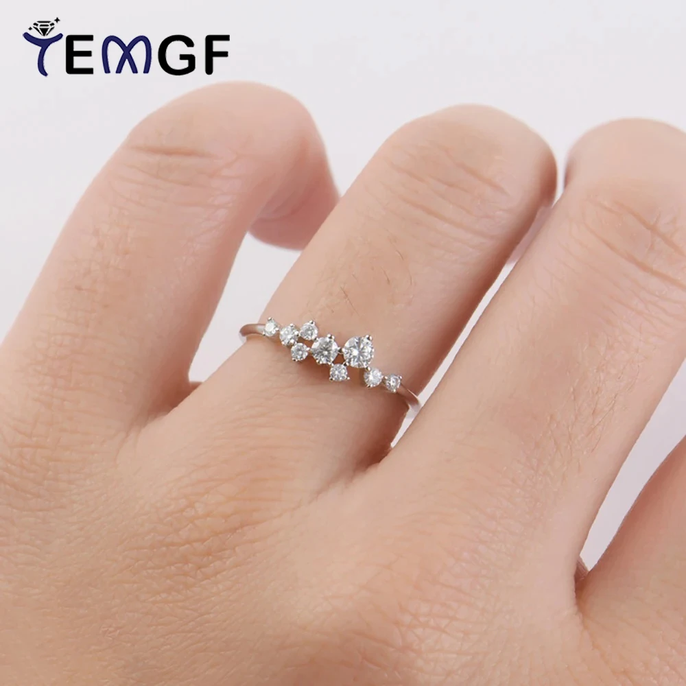 

TEMGF All D Color Moissanite Ring GRA Certification S925 Sterling Silver Thin Ring for Women Girls Fine Jewelry Hot Sell Item