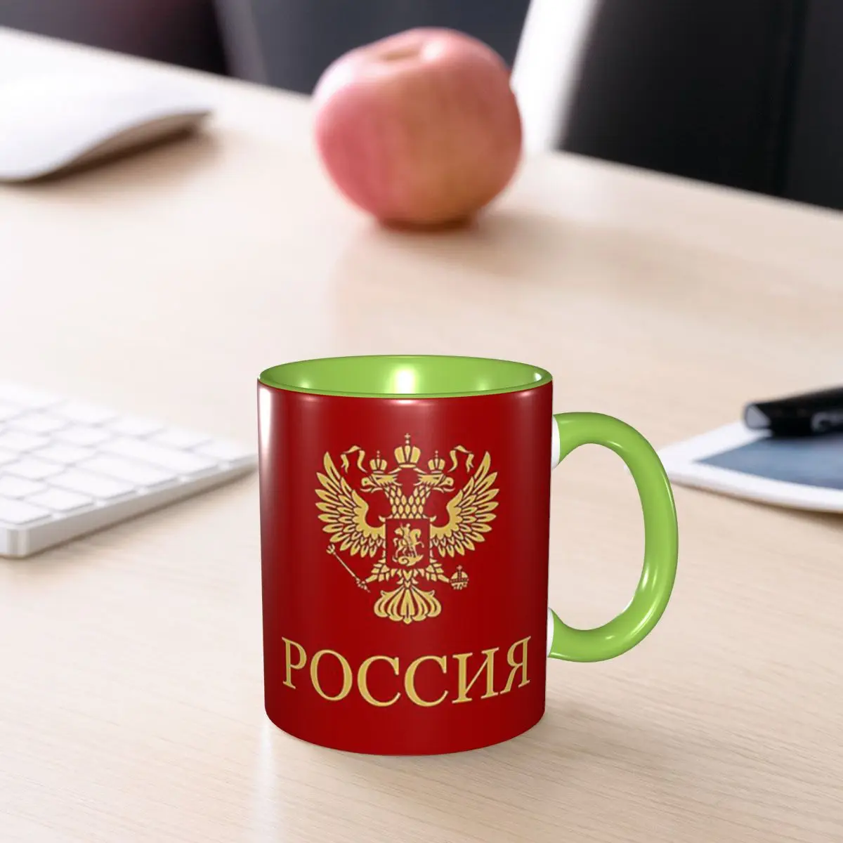 Poccnr Russia Gold Mug Funny Ceramic Coffee Cups Tea Mugs Milk Cup Drinkware Gifts for Woman Man