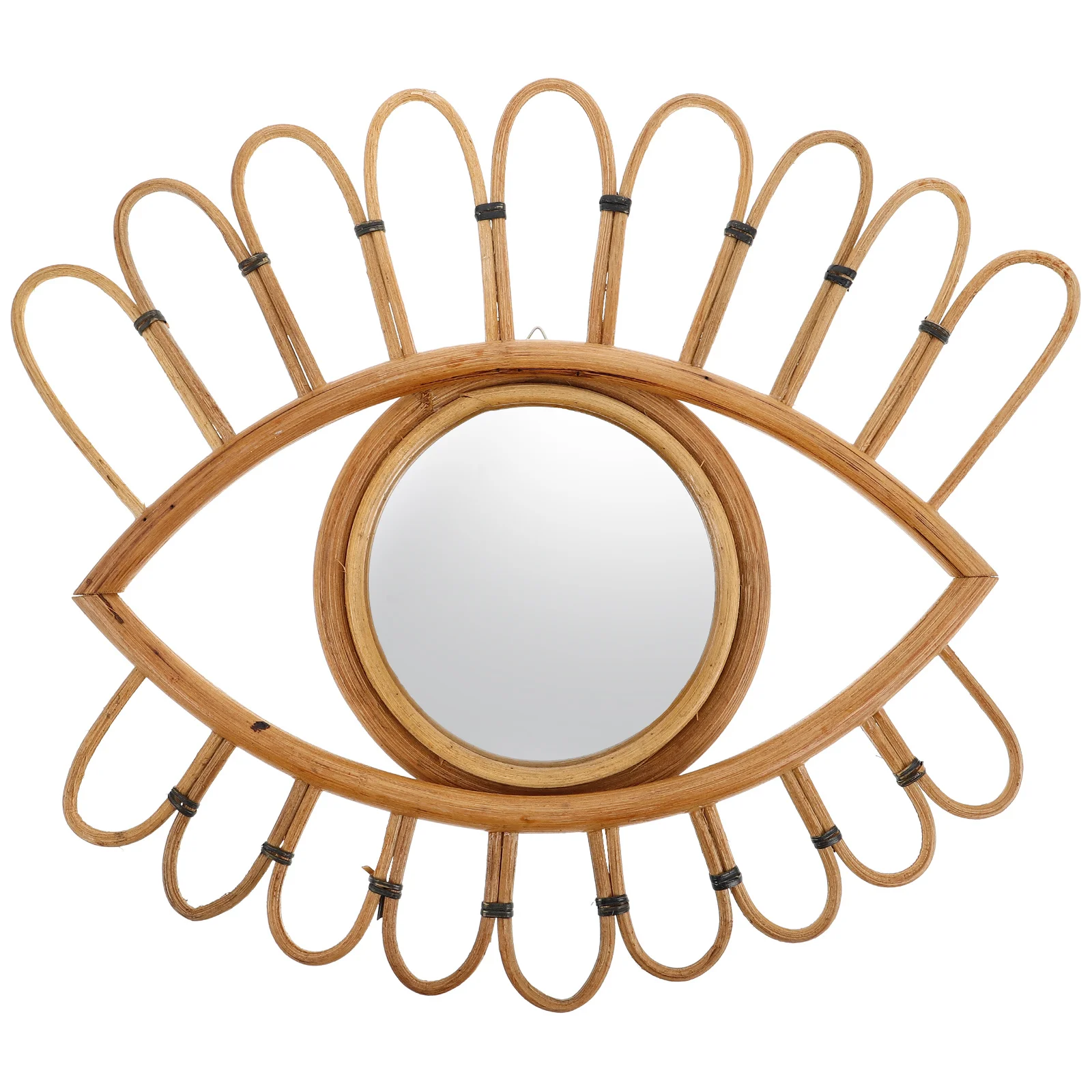 

Rattan Wall Mirror Handwoven Eye Shape Boho Decorative Wall-Mounted Vanity Mirror for Entryway Bedroom Living Room