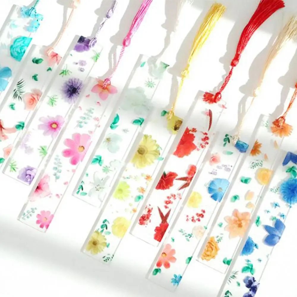 Flower Bookmark Ruler Bookmarks Creative Acrylic With Tassels School/Office Supplies Student Ruler Stationery Teacher gift