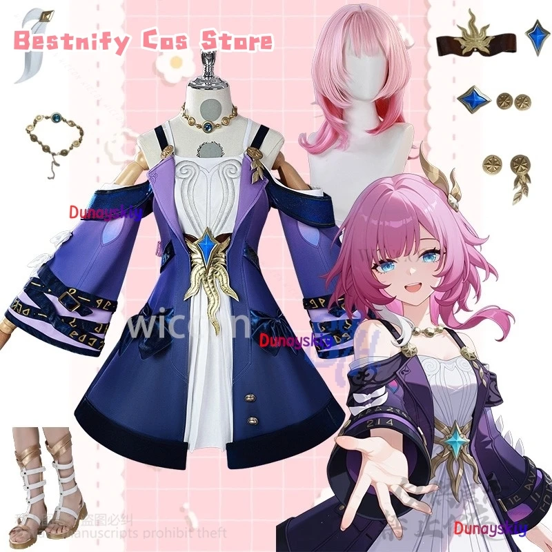 

Honkai Star Rail Cosplay Anime Cyrene Costume Deep Purple Mini Dress Kawaii Japanese Girls Pink Jirai Kei Wigs Halloween Party