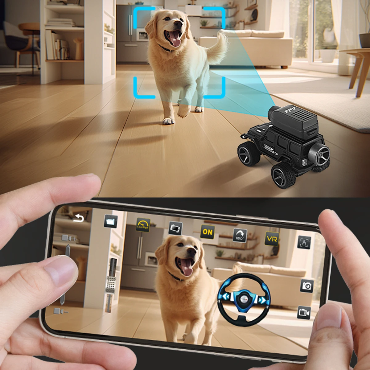 Mini RC Car with HD Camera Remote Control Off-Road Truck, App-Controlled FPV Toy for Kids Adults, Desktop Stress Relief