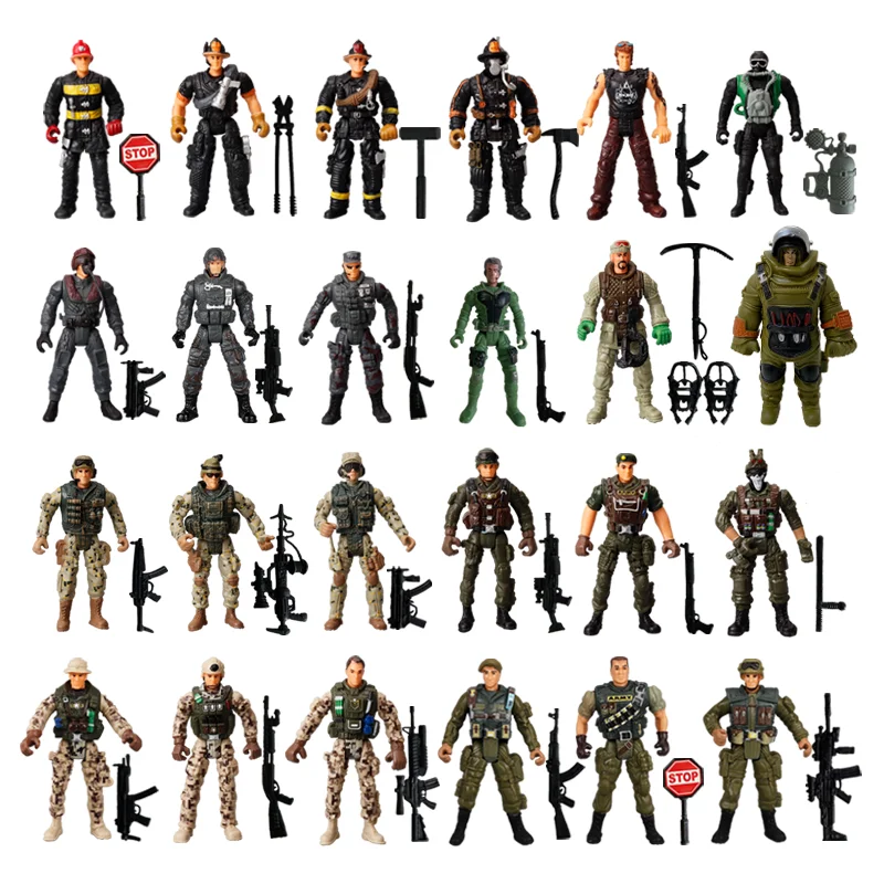 24Pcs/Set Army Men SWAT Team Special Forces Soldiers WWII War Game Action Figures Playset Military Weapon Modle For Kid Boy Gift